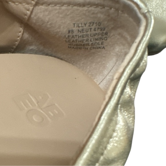 ABEO Tilly Gold Metallic Leather Slip On Ballet Flat Shoes Women Sz 8 - Picture 3 of 9